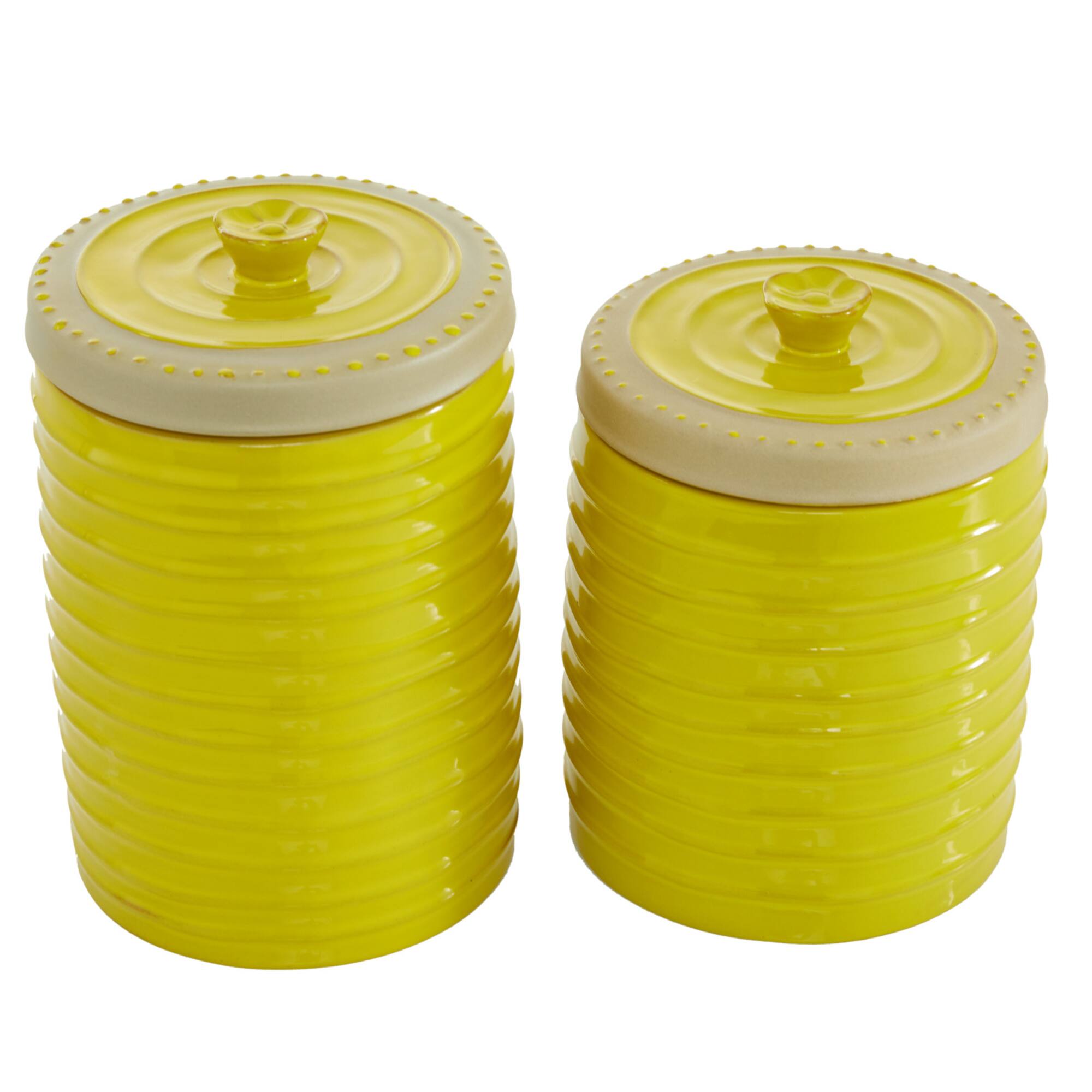 Yellow Ceramic Farmhouse Decorative Jar Set